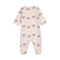 Petit Bateau Pink Flowers Front Snap Footie