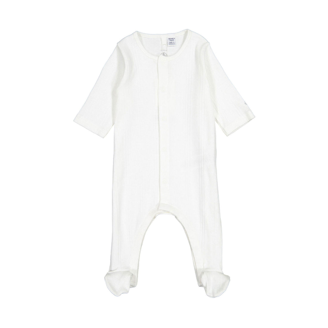 Petit Bateau White Pointelle Front Snap Footie