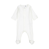 Petit Bateau White Pointelle Front Snap Footie