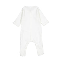 Petit Bateau White Pointelle Front Snap Footie