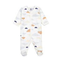 Petit Bateau White Cloud Front Snap Footie