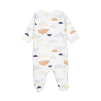 Petit Bateau White Cloud Front Snap Footie