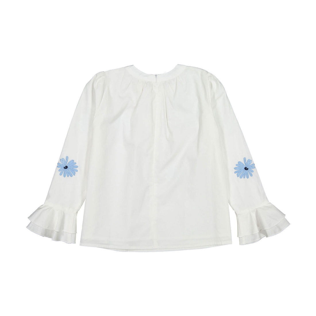 Ava and Lu White Flower Embroidered Blouse