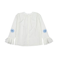 Ava and Lu White Flower Embroidered Blouse