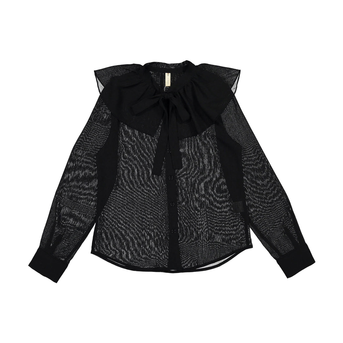 Ava and Lu Black Neck Tie Blouse