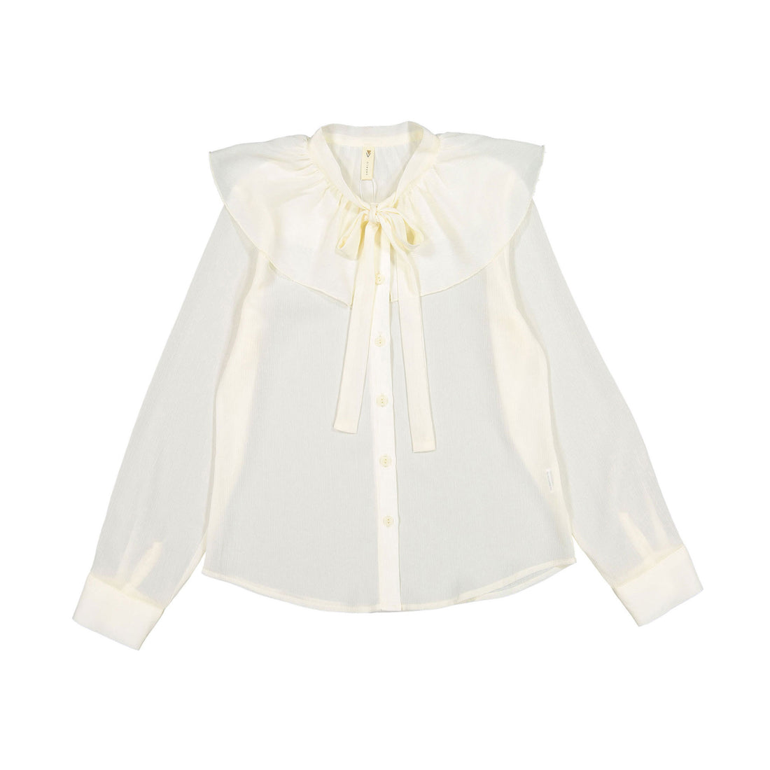 Ava and Lu Cream Neck Tie Blouse