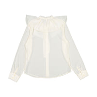 Ava and Lu Cream Neck Tie Blouse