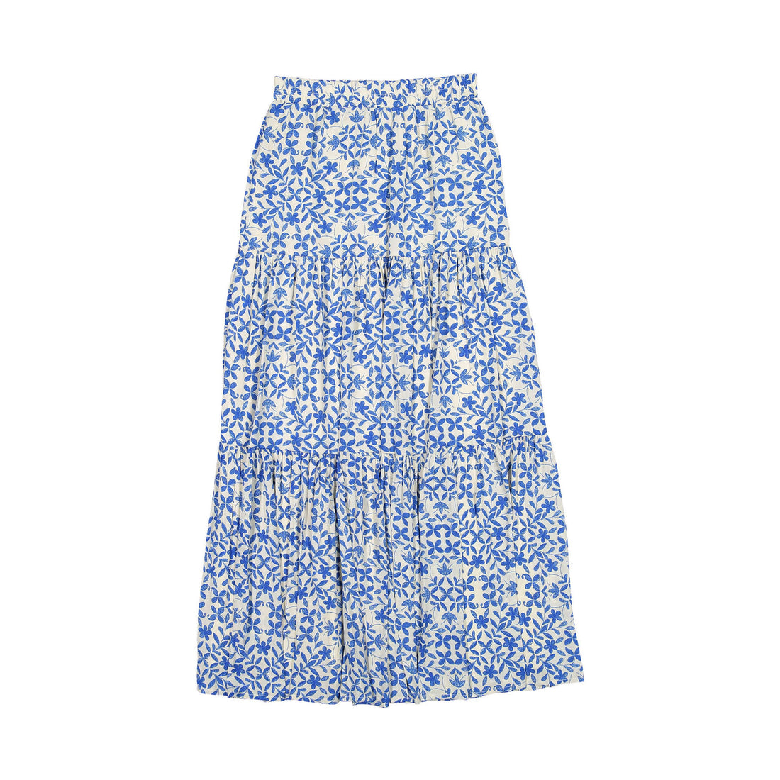 Ava and Lu Blue Summer Floral Maxi Skirt