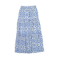 Ava and Lu Blue Summer Floral Maxi Skirt
