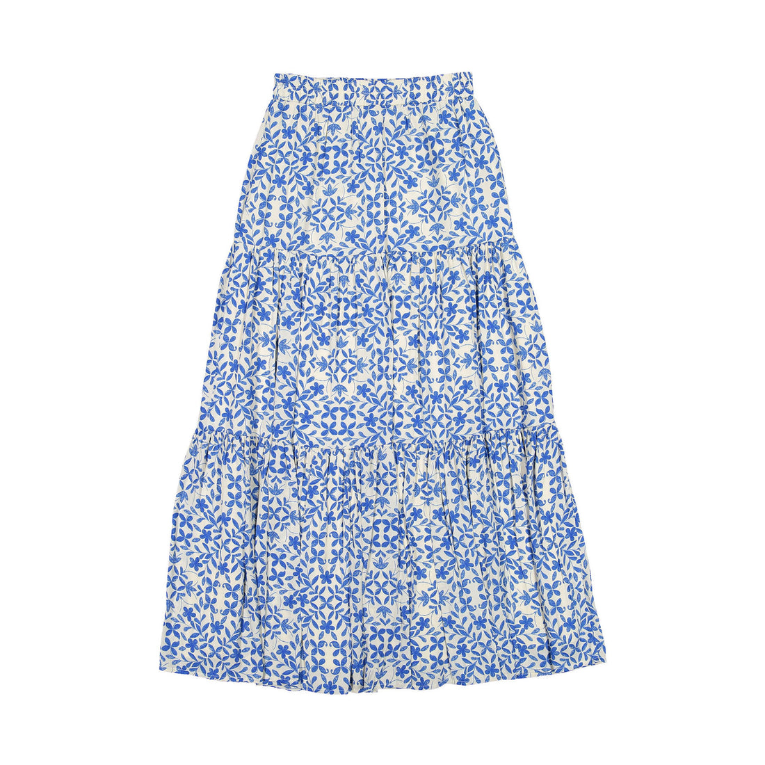 Ava and Lu Blue Summer Floral Maxi Skirt