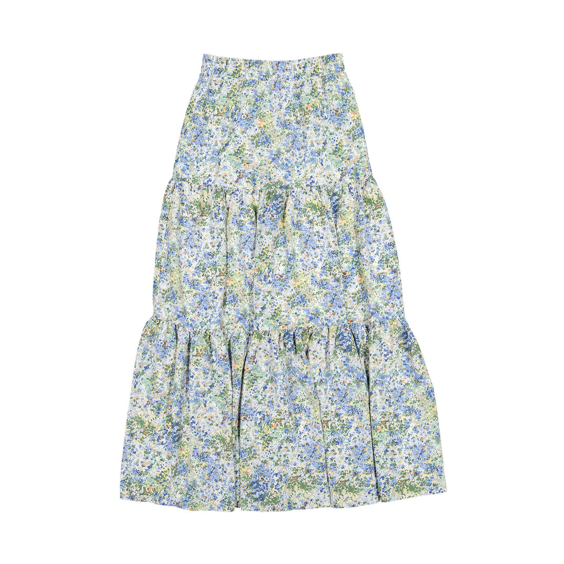 Ava and Lu Blue Watercolor Floral Maxi Skirt