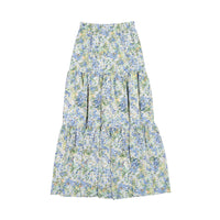 Ava and Lu Blue Watercolor Floral Maxi Skirt