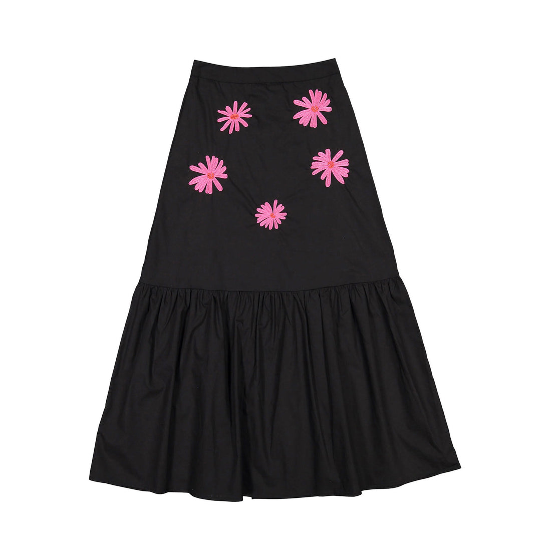 Ava and Lu Black Flower Embroidered Skirt