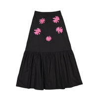 Ava and Lu Black Flower Embroidered Skirt