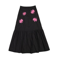 Ava and Lu Black Flower Embroidered Skirt