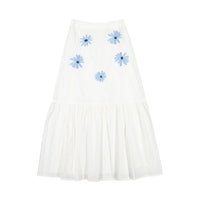 Ava and Lu White Flower Embroidered Skirt