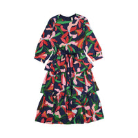 Ava and Lu Navy Modern Floral Layered Dress