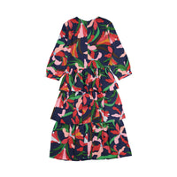 Ava and Lu Navy Modern Floral Layered Dress