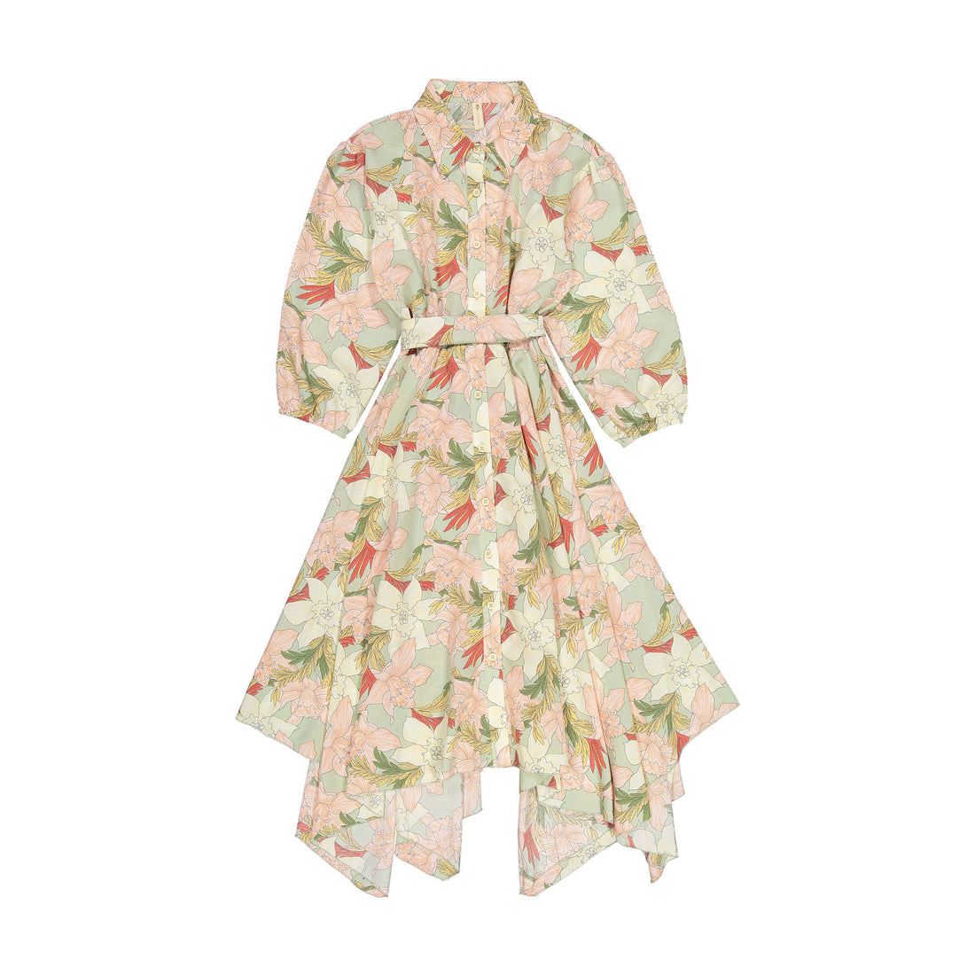 Ava and Lu Mint Floral Hankerchief Dress