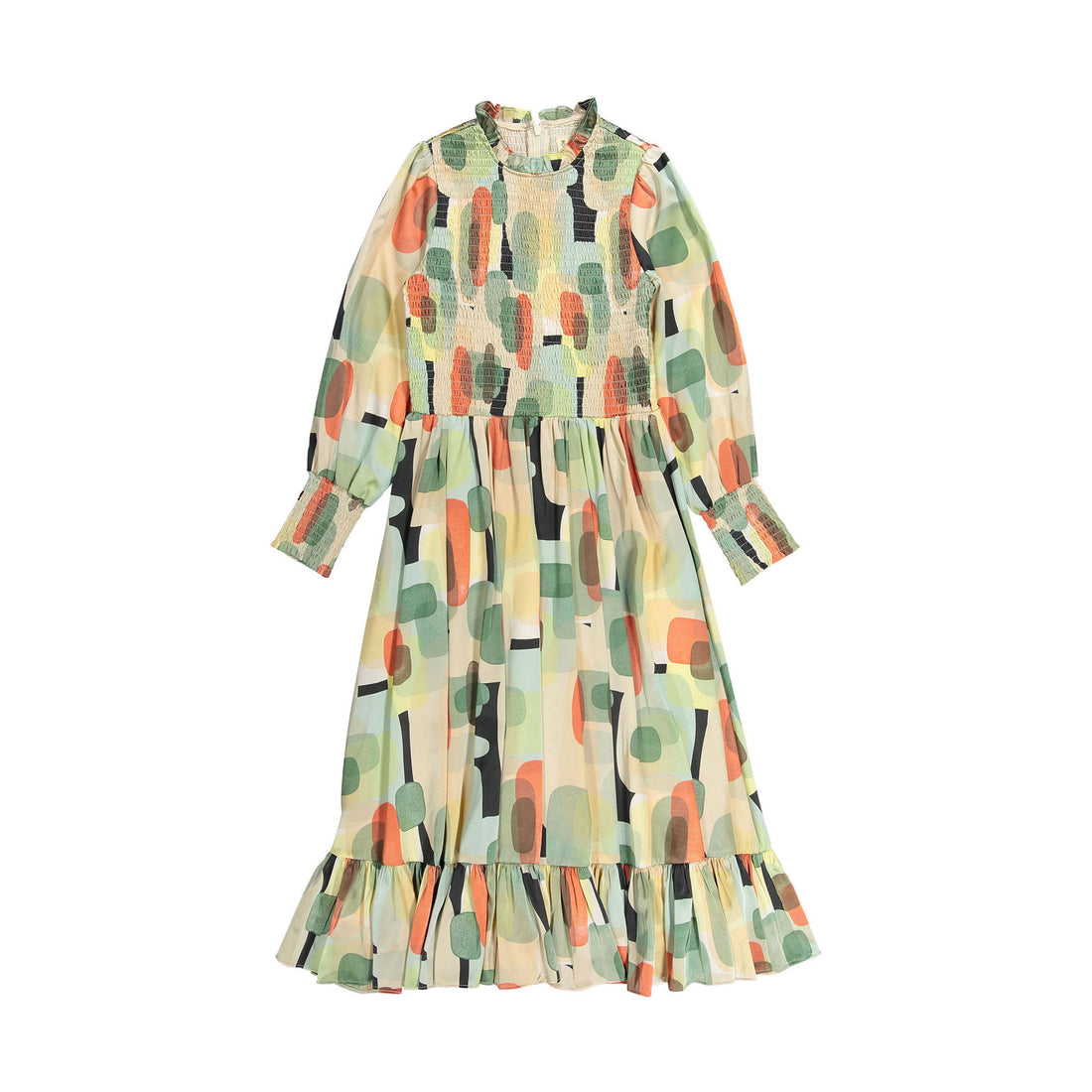 A4 Geo Print Smocked Dress