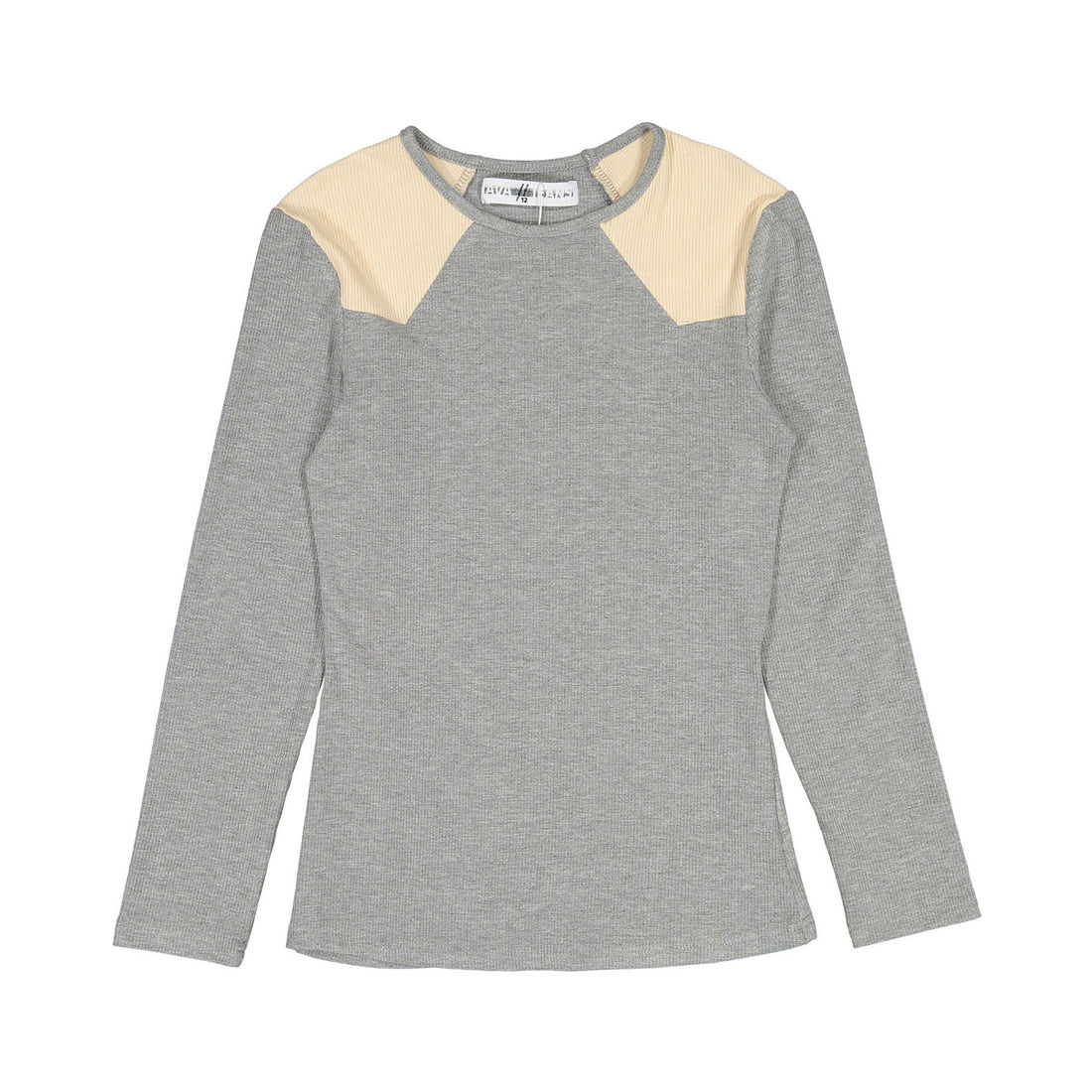 Ava Jeans Grey Ribbed Colorblock Tee