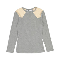 Ava Jeans Grey Ribbed Colorblock Tee