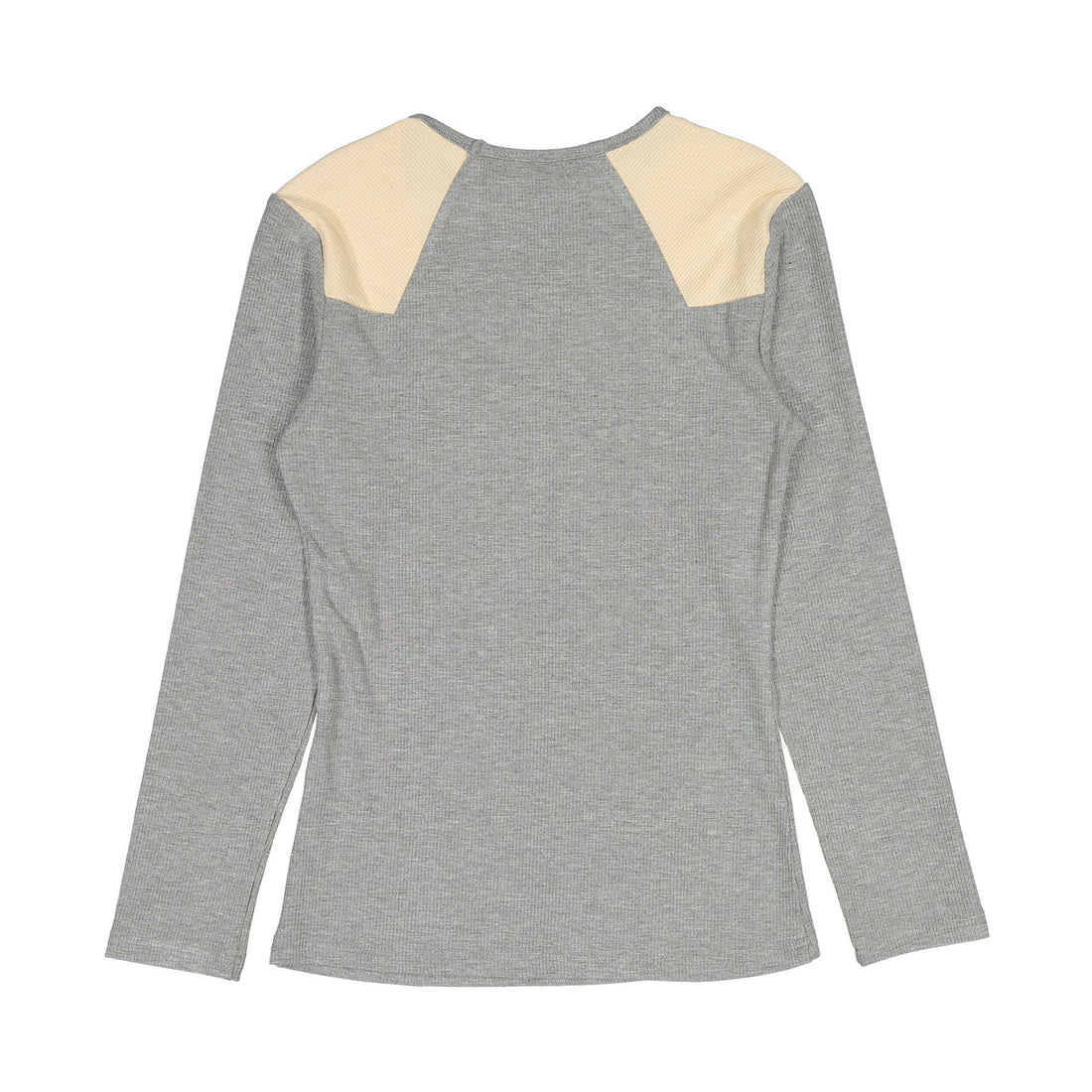 Ava Jeans Grey Ribbed Colorblock Tee