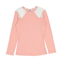 Ava Jeans Pink Ribbed Colorblock Tee