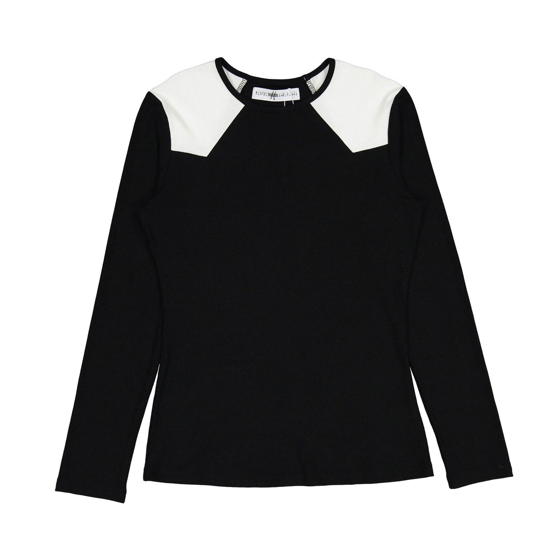 Ava Jeans Black Colorblock Ribbed Tee