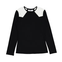 Ava Jeans Black Colorblock Ribbed Tee