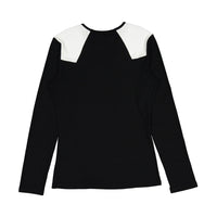 Ava Jeans Black Colorblock Ribbed Tee