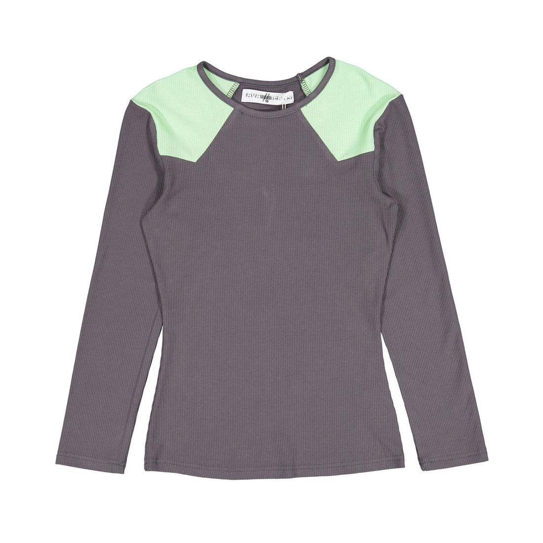 Ava Jeans Deep Grey Colorblock Ribbed Tee