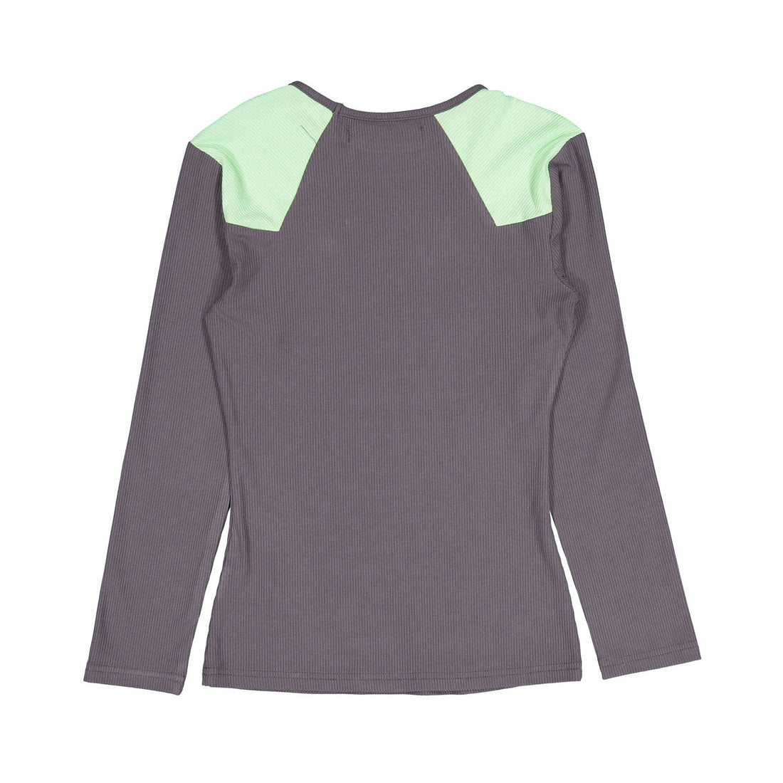 Ava Jeans Deep Grey Colorblock Ribbed Tee