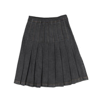 Ava Jeans Black Denim Pleated Skirt