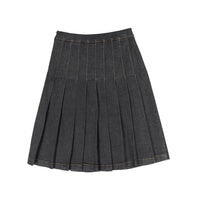 Ava Jeans Black Denim Pleated Skirt
