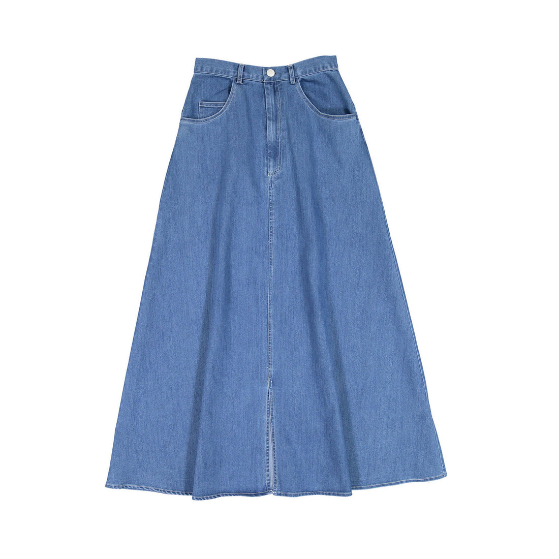 Ava Jeans Long Denim Zipper Skirt