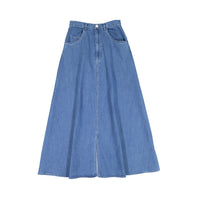 Ava Jeans Long Denim Zipper Skirt