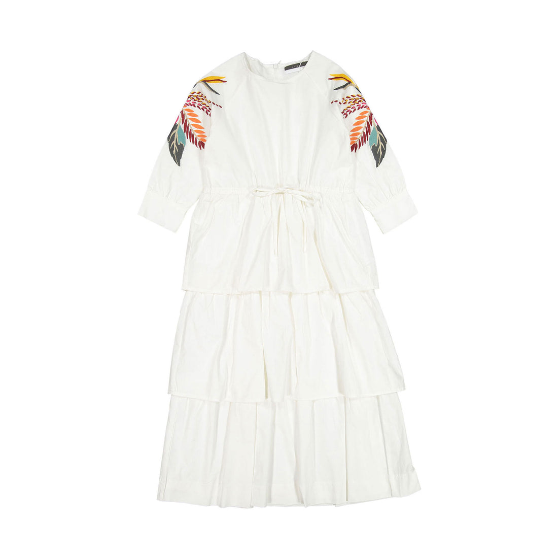 ROWE White Embroidered Sleeve Dress
