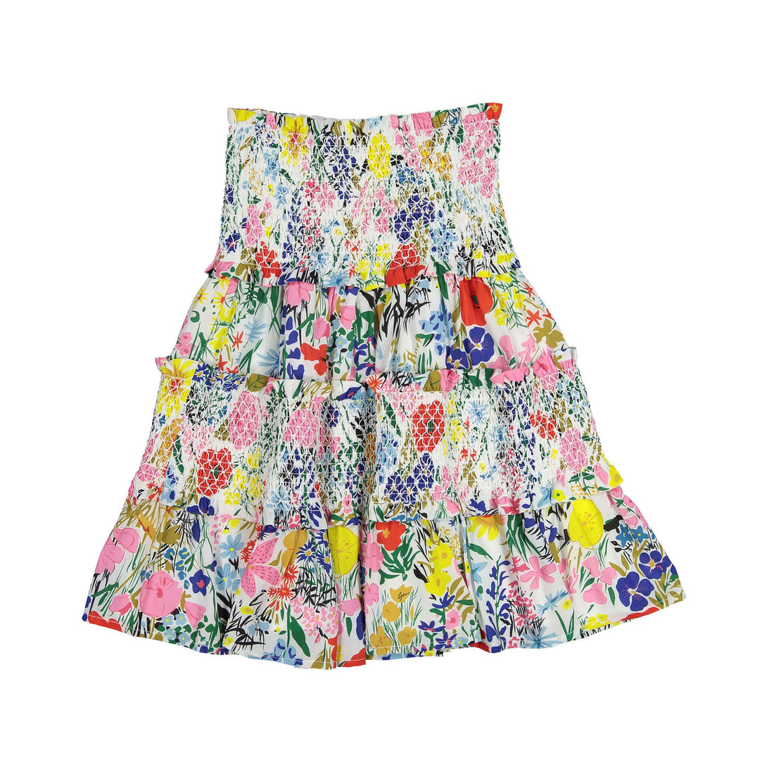 Ava and Lu Bright Floral Smock Detailed Skirt
