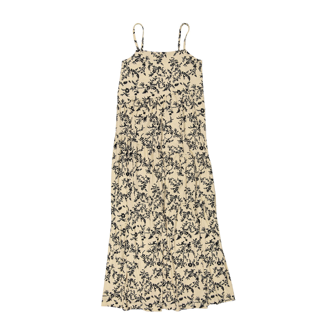 A4 Beige/Black Flroal Print Maxi Dress