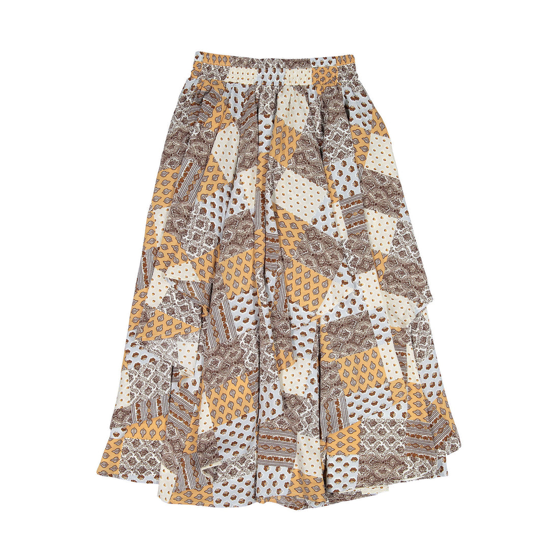 A4 Patch Print Aymetric Layered Skirt