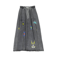 zero + us Black Denim Patches Skirt
