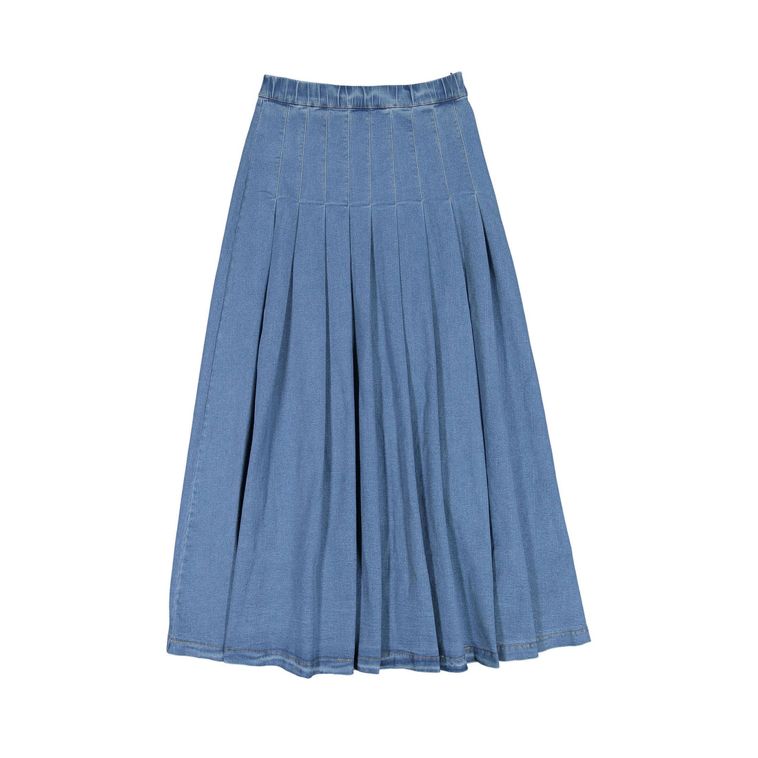 Ava Jeans Denim Pleated Maxi Skirt