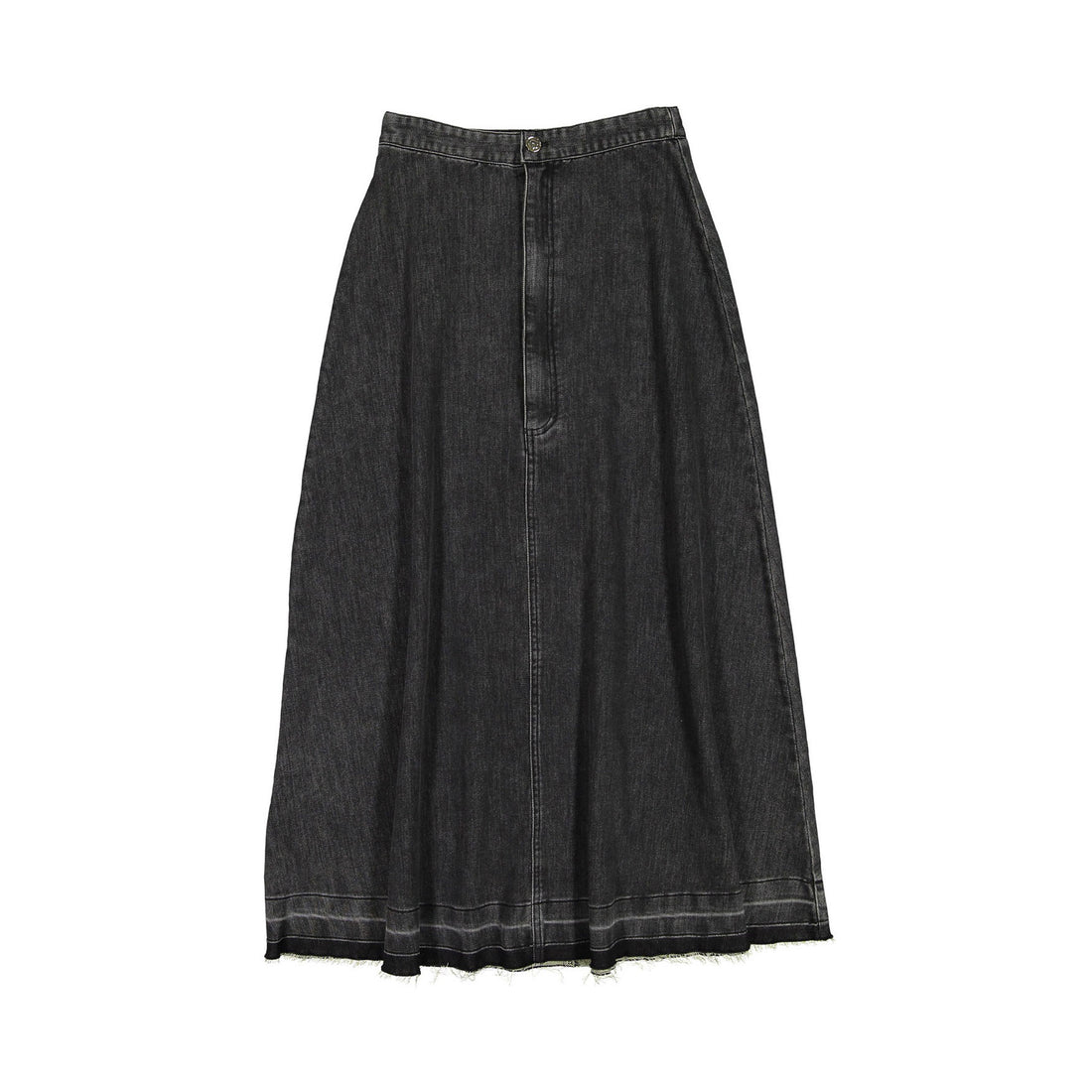 Ava Jeans Black Denim Raw Edge Maxi Skirt