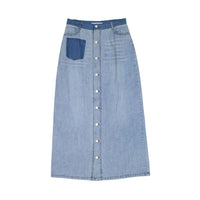 Ava Jeans Two Toned Denim Button Maxi Skirt
