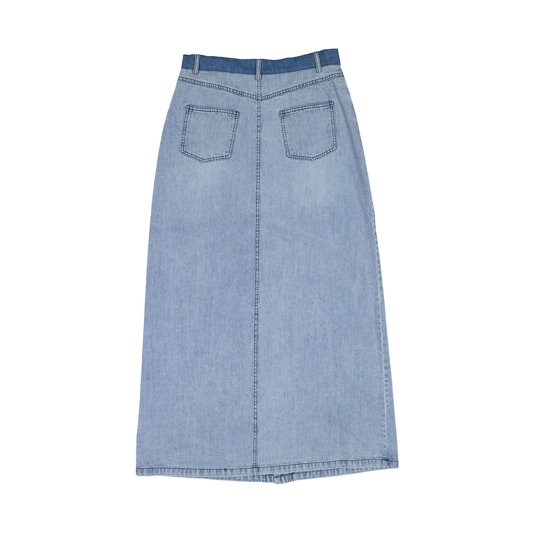 Ava Jeans Two Toned Denim Button Maxi Skirt