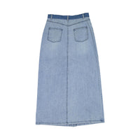 Ava Jeans Two Toned Denim Button Maxi Skirt