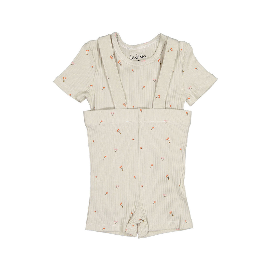 Ladida Layette Cherry Ribbed Suspender Set