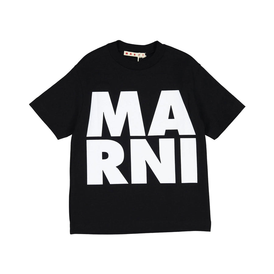 Marni Black Large Logo Short Sleeve T-Shirt