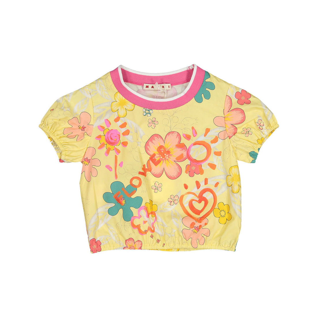 Marni Beige Flowers All Over Designed T-Shirt